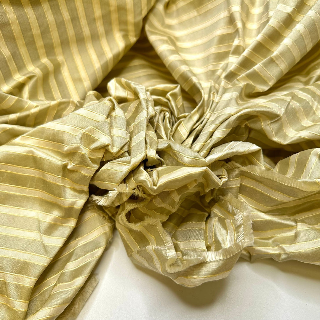 The Perfect Vintage Couch - Silk Woven - Cream/Green Stripes - 1.8M Bundle - True Deadstock fabric Fabric by private - Sustainable Textile | FABCYCLE