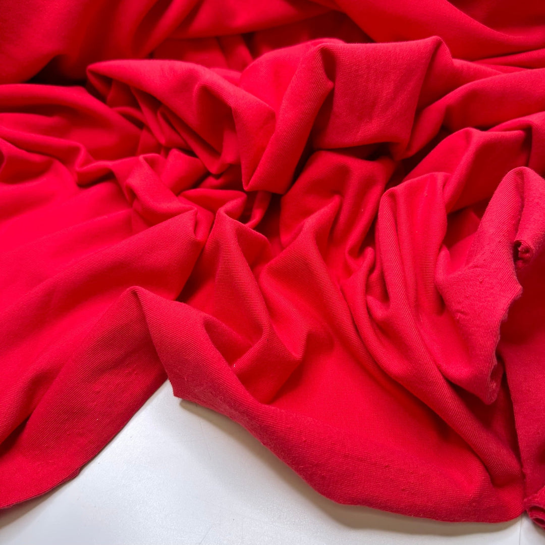The Red Lamp Vibe - French Terry Cotton Blend Knit - Red - 1.8M Bundle - True Deadstock fabric Fabric by private - Sustainable Textile | FABCYCLE