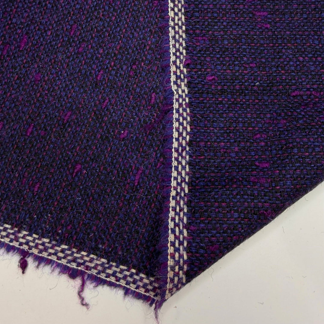 The Singing Pony Is A Little Hoarse - Tweed Wool Woven - Dark Purple - 1.55M Bundle - True Deadstock fabric Fabric by private - Sustainable Textile | FABCYCLE