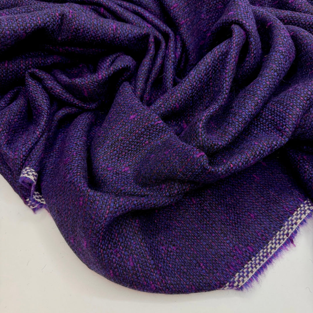 The Singing Pony Is A Little Hoarse - Tweed Wool Woven - Dark Purple - 1.55M Bundle - True Deadstock fabric Fabric by private - Sustainable Textile | FABCYCLE