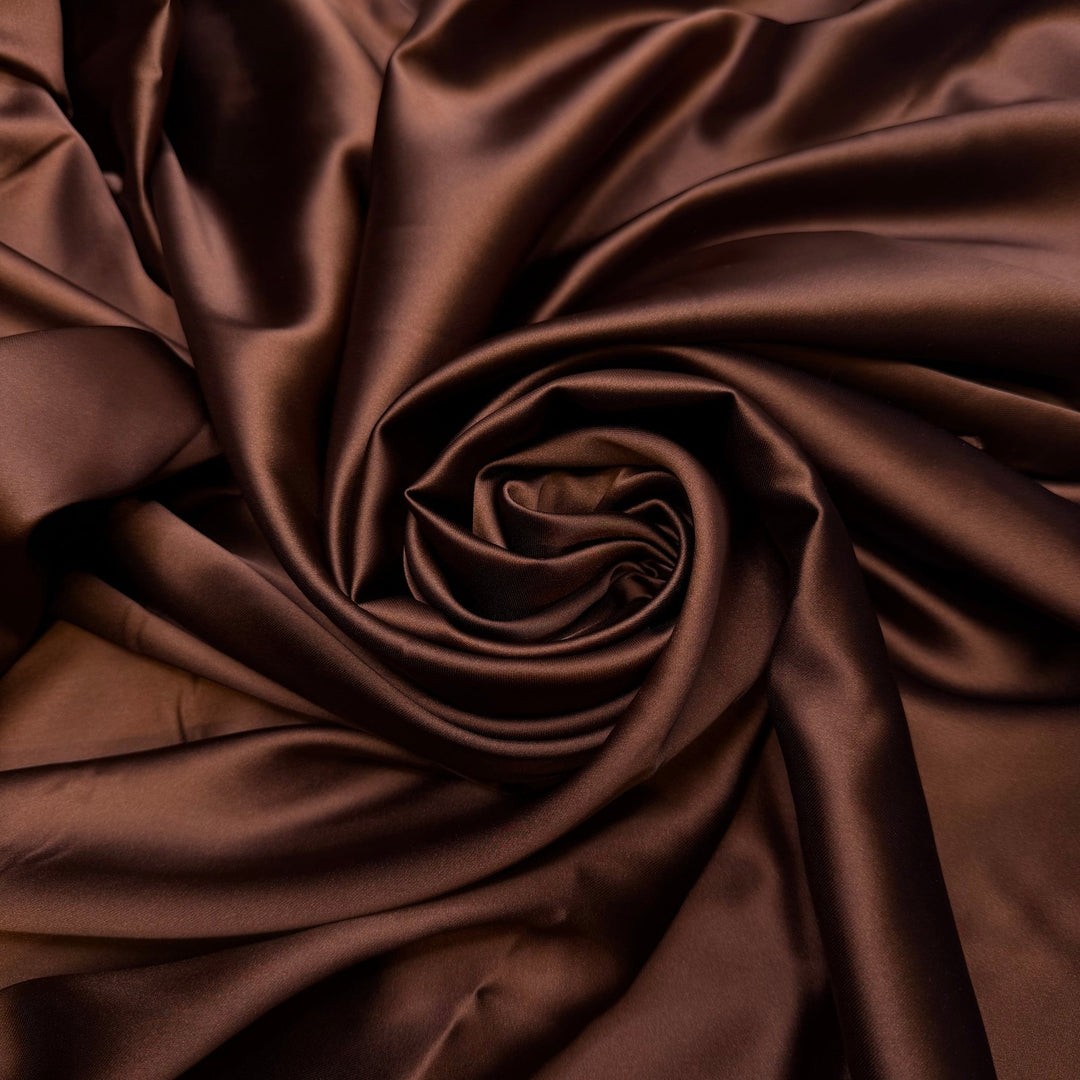 The Smell Of Brownies - Satin Polyester Blend Woven - Brown - Bundles - True Deadstock fabric Fabric by private - Sustainable Textile | FABCYCLE