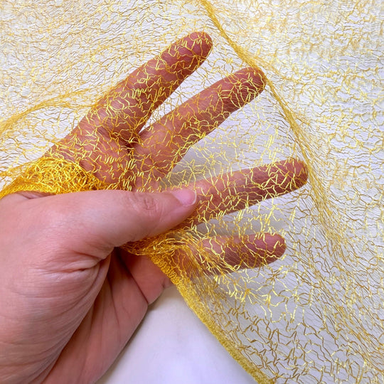 The Summer Of 1969 - Lace Polyester Blend Woven - Gold/Yellow - 2.9M Bundle - True Deadstock fabric Fabric by private - Sustainable Textile | FABCYCLE