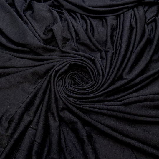 The Sun Goes Down Too Early Now - Jersey Wool Blend Knit - Black - 2.6M Bundle - True Deadstock fabric Fabric by private - Sustainable Textile | FABCYCLE