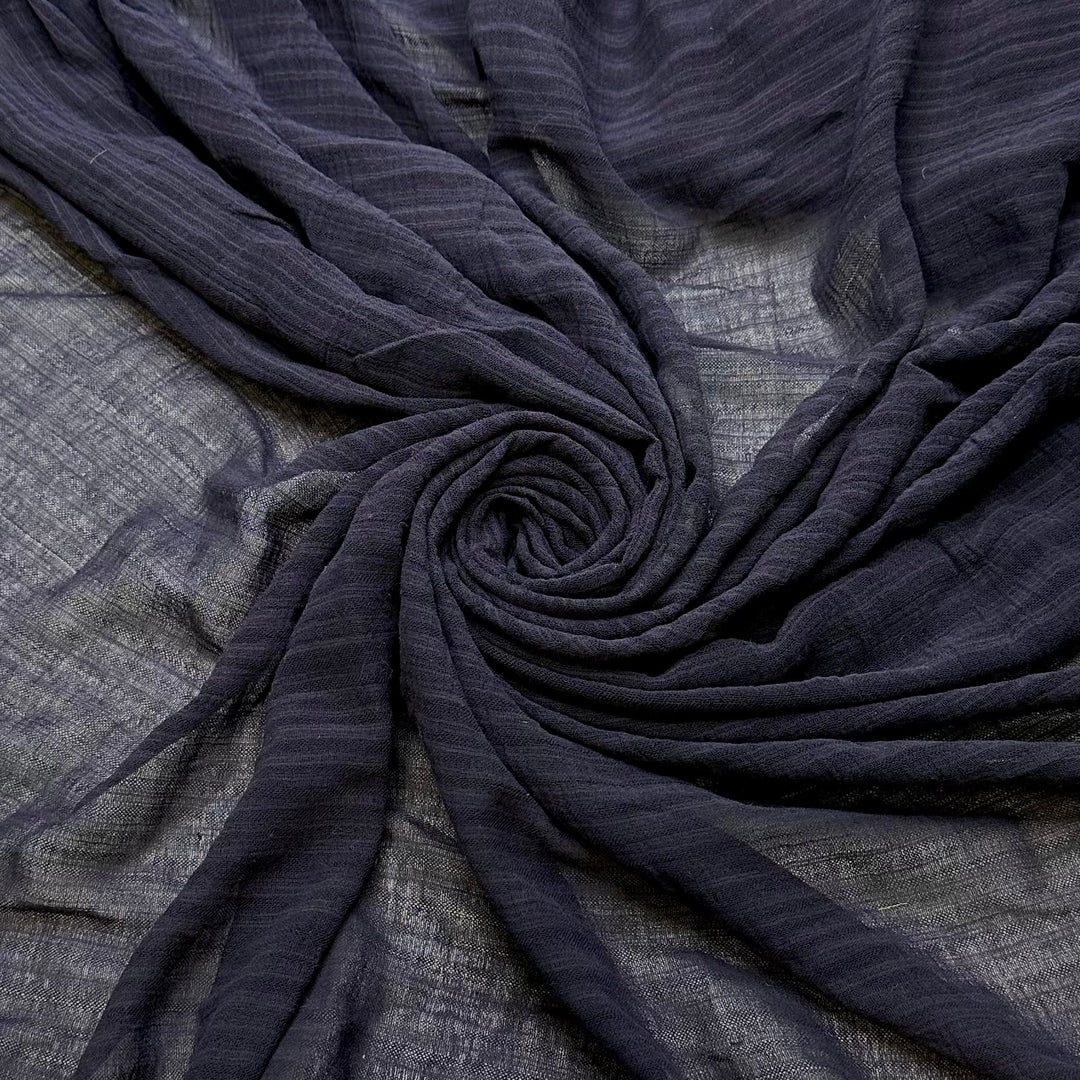 The Veiled Compass - Gauze Cotton Woven - Navy Pinstripe - 2M Bundle - True Deadstock fabric Fabric by private - Sustainable Textile | FABCYCLE