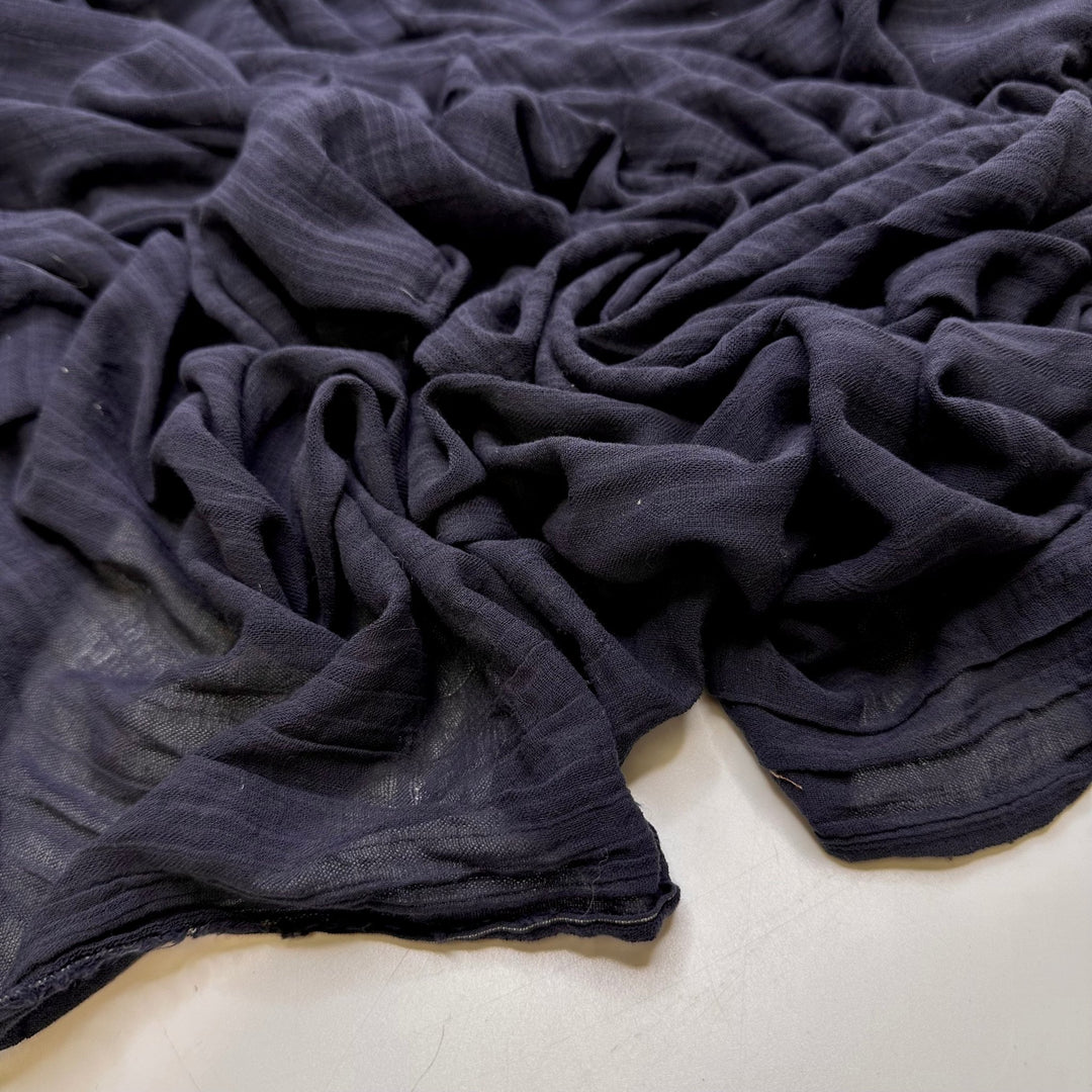 The Veiled Compass - Gauze Cotton Woven - Navy Pinstripe - 2M Bundle - True Deadstock fabric Fabric by private - Sustainable Textile | FABCYCLE
