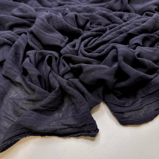 The Veiled Compass - Gauze Cotton Woven - Navy Pinstripe - 2M Bundle - True Deadstock fabric Fabric by private - Sustainable Textile | FABCYCLE