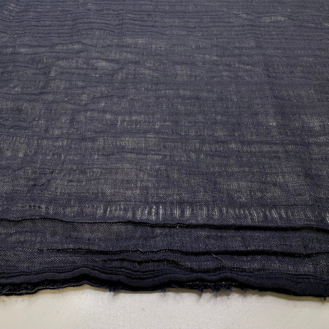 The Veiled Compass - Gauze Cotton Woven - Navy Pinstripe - 2M Bundle - True Deadstock fabric Fabric by private - Sustainable Textile | FABCYCLE