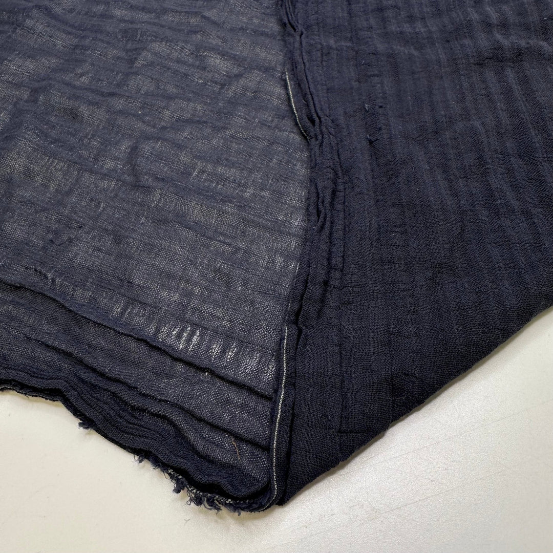 The Veiled Compass - Gauze Cotton Woven - Navy Pinstripe - 2M Bundle - True Deadstock fabric Fabric by private - Sustainable Textile | FABCYCLE