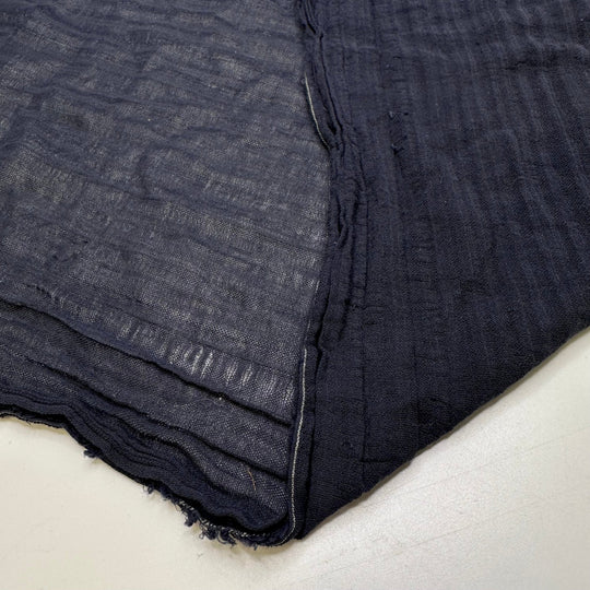 The Veiled Compass - Gauze Cotton Woven - Navy Pinstripe - 2M Bundle - True Deadstock fabric Fabric by private - Sustainable Textile | FABCYCLE