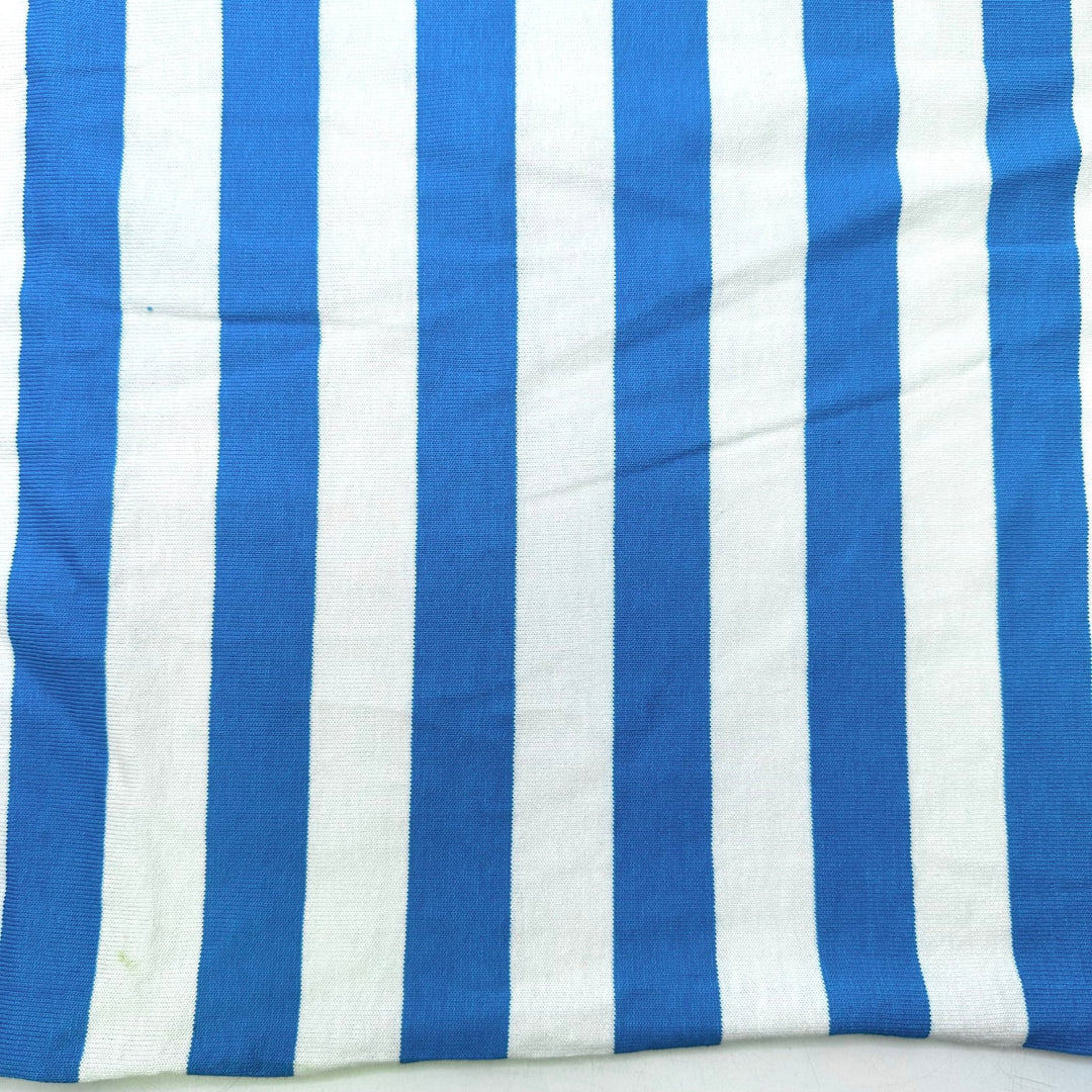 The Whip Swing - Rib Knit Cotton Knit - White/Blue Stripes - 1.05M Bundle - True Deadstock fabric Fabric by private - Sustainable Textile | FABCYCLE