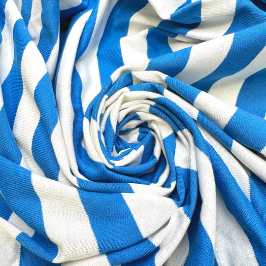 The Whip Swing - Rib Knit Cotton Knit - White/Blue Stripes - 1.05M Bundle - True Deadstock fabric Fabric by private - Sustainable Textile | FABCYCLE