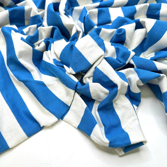 The Whip Swing - Rib Knit Cotton Knit - White/Blue Stripes - 1.05M Bundle - True Deadstock fabric Fabric by private - Sustainable Textile | FABCYCLE