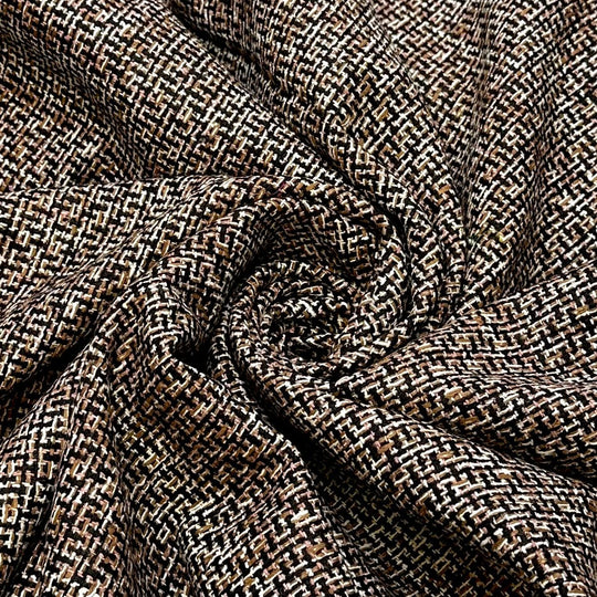 The Whole Meal - Tweed Wool Blend Woven - Black White Brown - 1.4M Bundle - True Deadstock fabric Fabric by private - Sustainable Textile | FABCYCLE