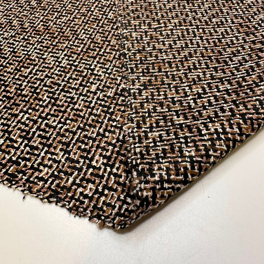 The Whole Meal - Tweed Wool Blend Woven - Black White Brown - 1.4M Bundle - True Deadstock fabric Fabric by private - Sustainable Textile | FABCYCLE