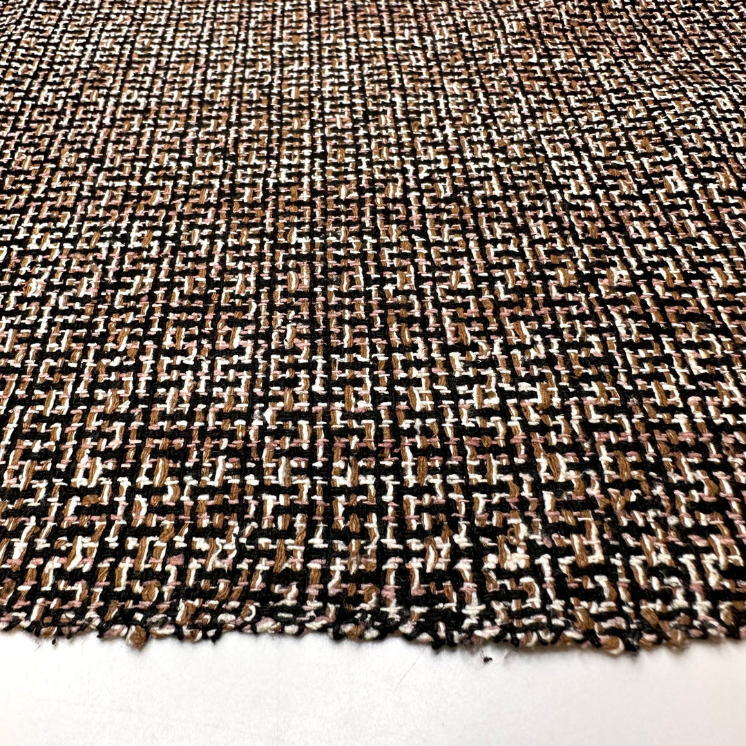 The Whole Meal - Tweed Wool Blend Woven - Black White Brown - 1.4M Bundle - True Deadstock fabric Fabric by private - Sustainable Textile | FABCYCLE