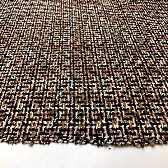 The Whole Meal - Tweed Wool Blend Woven - Black White Brown - 1.4M Bundle - True Deadstock fabric Fabric by private - Sustainable Textile | FABCYCLE