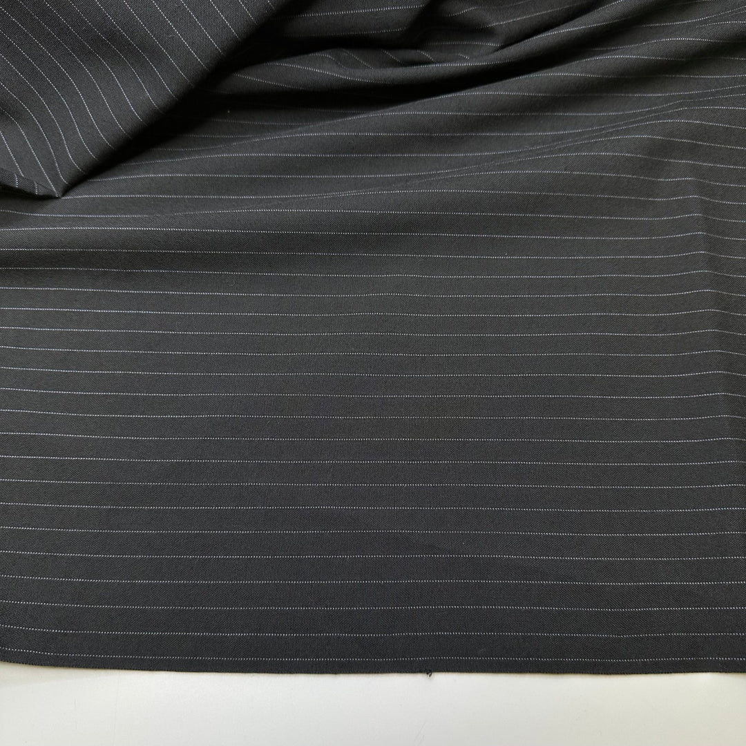 The Year 2000 - Pinstripe Poly/Wool Woven - Black/Grey Pinstripe - 1.9M Bundle - True Deadstock fabric Fabric by private - Sustainable Textile | FABCYCLE