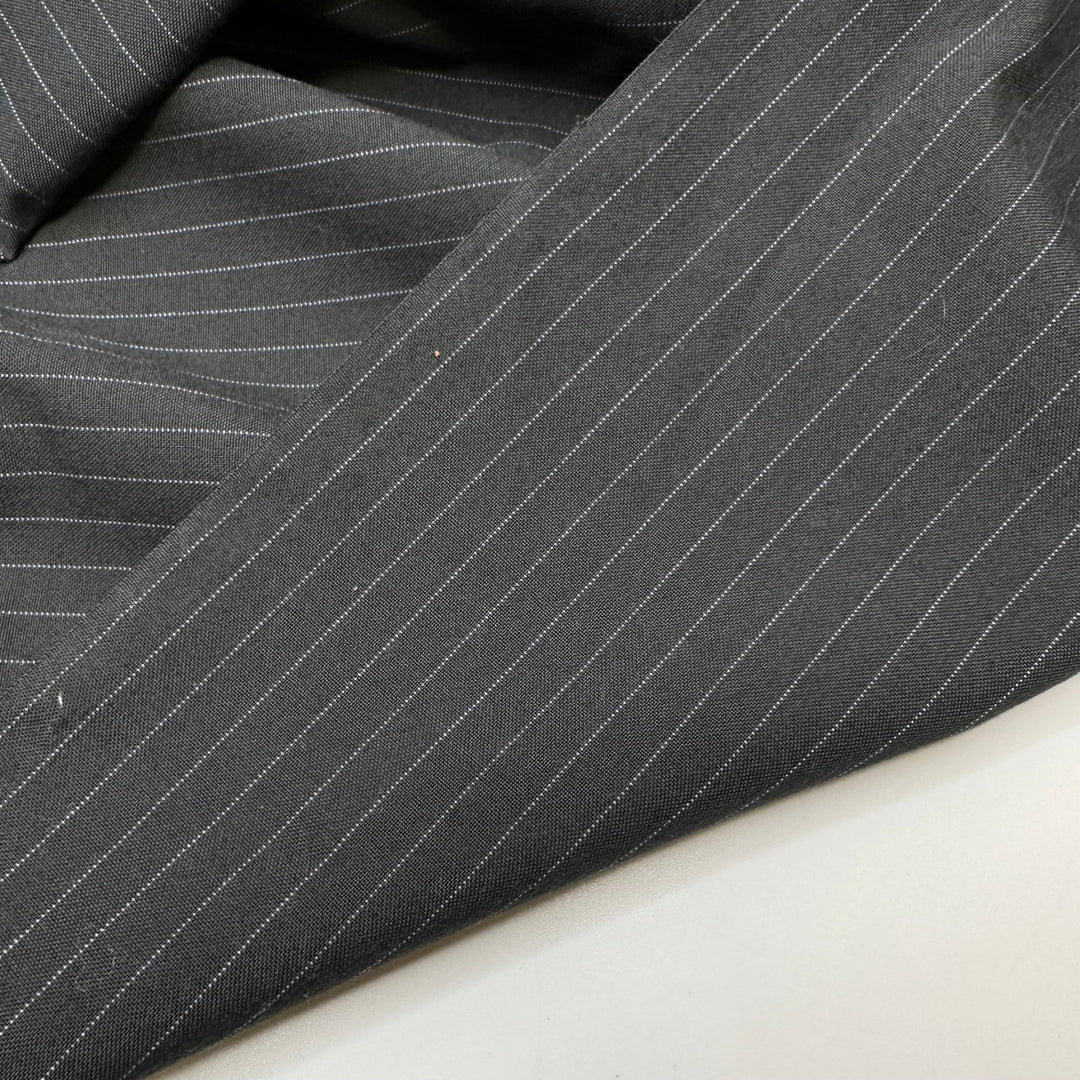 The Year 2000 - Pinstripe Poly/Wool Woven - Black/Grey Pinstripe - 1.9M Bundle - True Deadstock fabric Fabric by private - Sustainable Textile | FABCYCLE