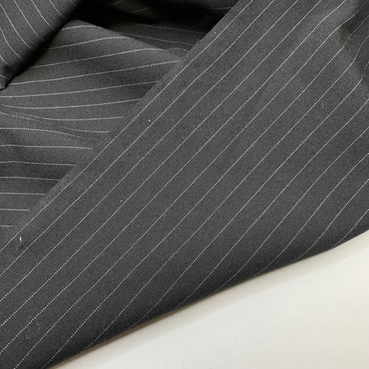 The Year 2000 - Pinstripe Poly/Wool Woven - Black/Grey Pinstripe - 1.9M Bundle - True Deadstock fabric Fabric by private - Sustainable Textile | FABCYCLE