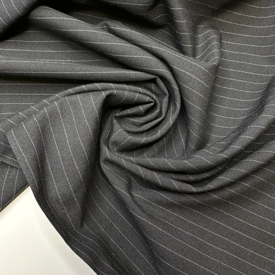 The Year 2000 - Pinstripe Poly/Wool Woven - Black/Grey Pinstripe - 1.9M Bundle - True Deadstock fabric Fabric by private - Sustainable Textile | FABCYCLE