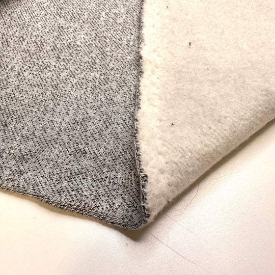 Thimble - Jersey Fleece Cotton/Poly Knit - White/Grey - 1.45M Bundle - True Deadstock fabric Fabric by private - Sustainable Textile | FABCYCLE
