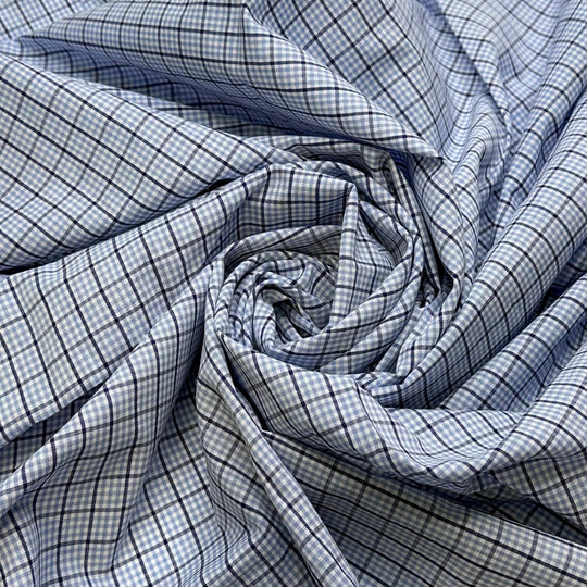 Thinking About Quilting - Cotton Blend Woven - Light White/Blue Plaid - 0.9M Bundle - True Deadstock fabric Fabric by private - Sustainable Textile | FABCYCLE