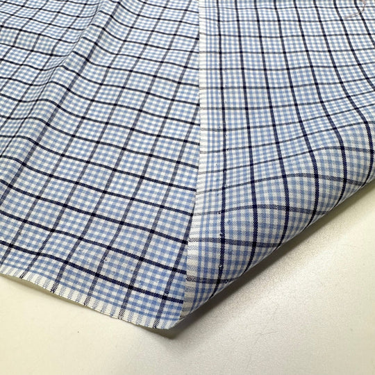 Thinking About Quilting - Cotton Blend Woven - Light White/Blue Plaid - 0.9M Bundle - True Deadstock fabric Fabric by private - Sustainable Textile | FABCYCLE