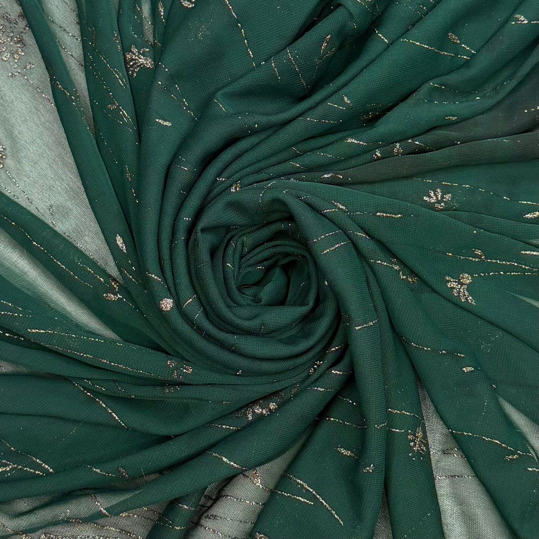 This Broken Pencil Is Pointless - Glitter Mesh Poly/Spandex Knit - Dark Green/Silver Floral - 2M Bundle - True Deadstock fabric Fabric by private - Sustainable Textile | FABCYCLE
