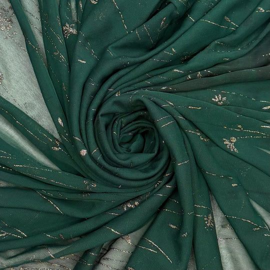 This Broken Pencil Is Pointless - Glitter Mesh Poly/Spandex Knit - Dark Green/Silver Floral - 2M Bundle - True Deadstock fabric Fabric by private - Sustainable Textile | FABCYCLE