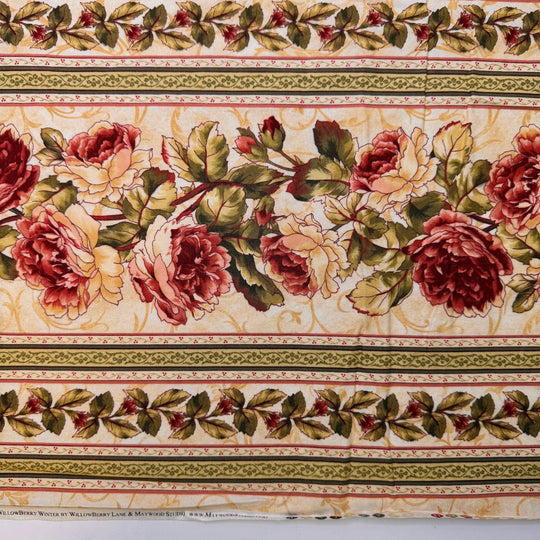 This Can Expired In 1948 - Cotton Woven - Green/Cream Floral - 2.8M Bundle - True Deadstock fabric Fabric by private - Sustainable Textile | FABCYCLE