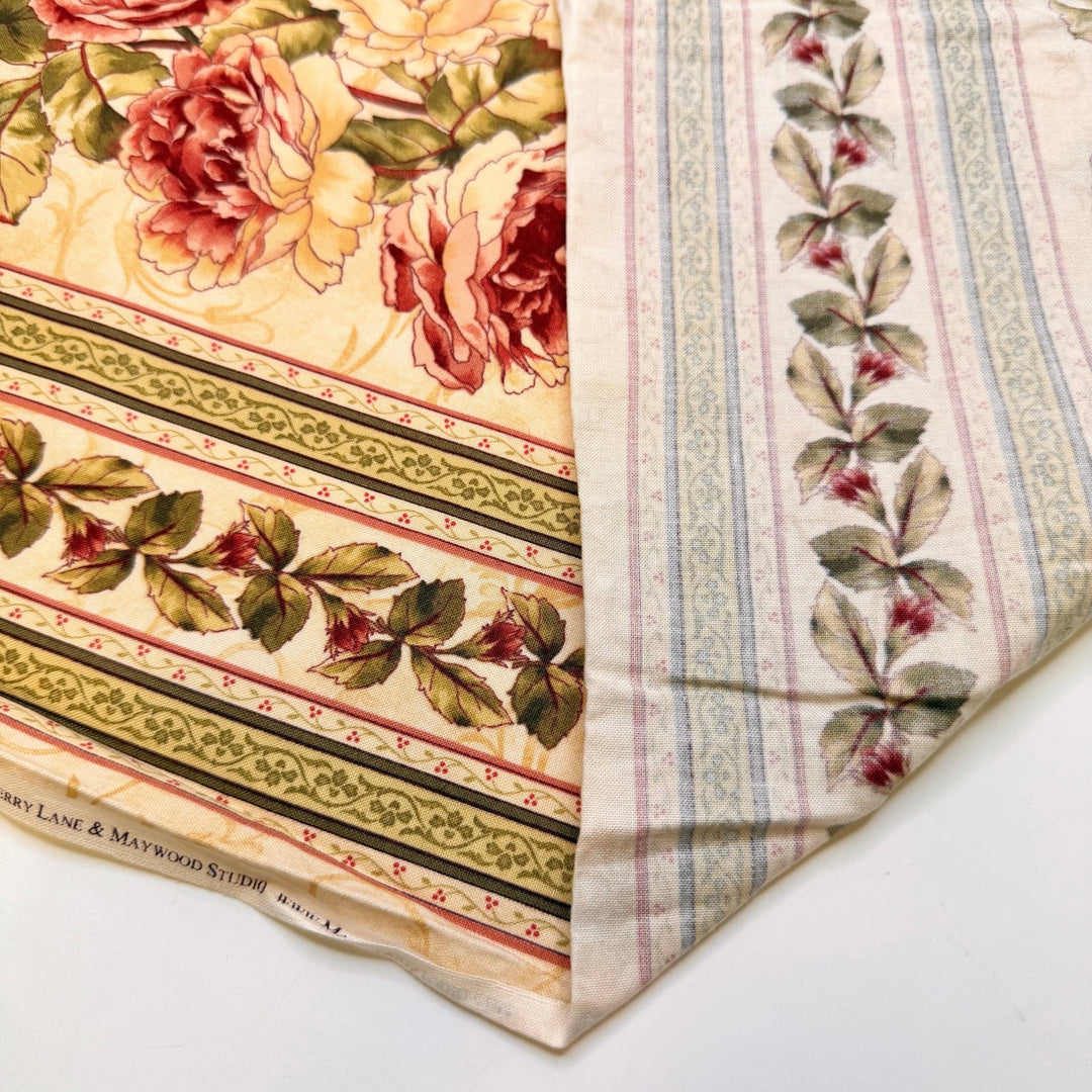 This Can Expired In 1948 - Cotton Woven - Green/Cream Floral - 2.8M Bundle - True Deadstock fabric Fabric by private - Sustainable Textile | FABCYCLE