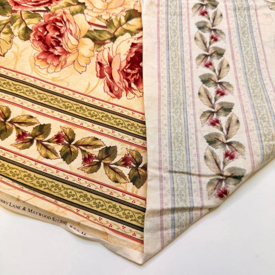 This Can Expired In 1948 - Cotton Woven - Green/Cream Floral - 2.8M Bundle - True Deadstock fabric Fabric by private - Sustainable Textile | FABCYCLE