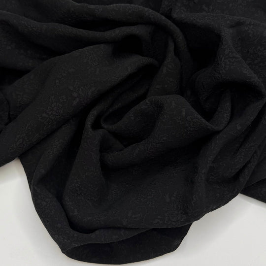 This Pumpkin Is Gourdgeous - Jacquard Silk Woven - Black Floral - 1.75M Bundle - True Deadstock fabric Fabric by private - Sustainable Textile | FABCYCLE