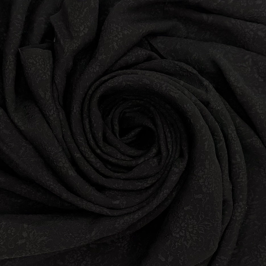 This Pumpkin Is Gourdgeous - Jacquard Silk Woven - Black Floral - 1.75M Bundle - True Deadstock fabric Fabric by private - Sustainable Textile | FABCYCLE