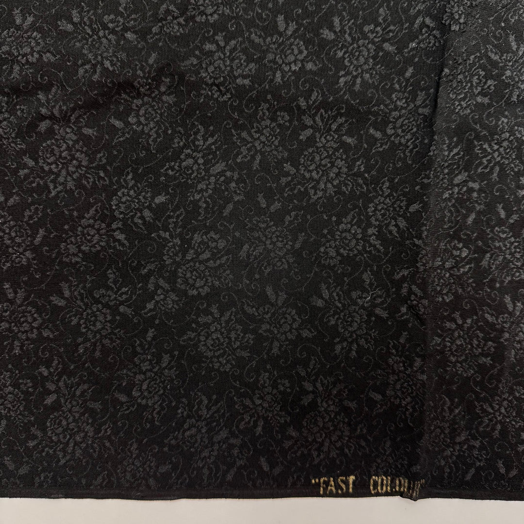 This Pumpkin Is Gourdgeous - Jacquard Silk Woven - Black Floral - 1.75M Bundle - True Deadstock fabric Fabric by private - Sustainable Textile | FABCYCLE