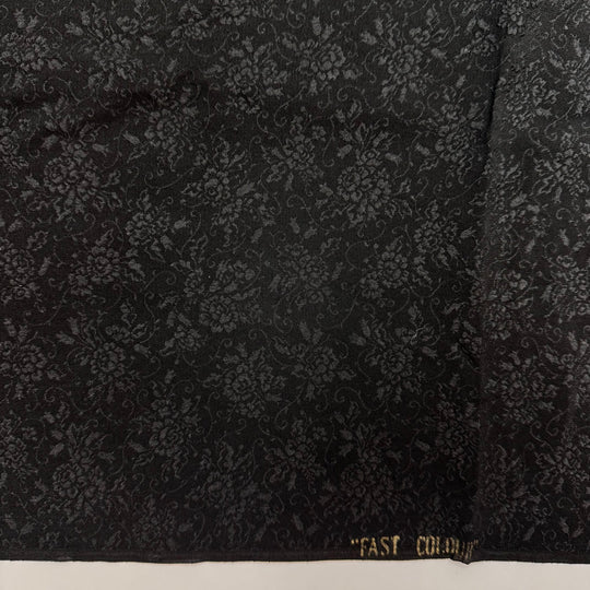 This Pumpkin Is Gourdgeous - Jacquard Silk Woven - Black Floral - 1.75M Bundle - True Deadstock fabric Fabric by private - Sustainable Textile | FABCYCLE