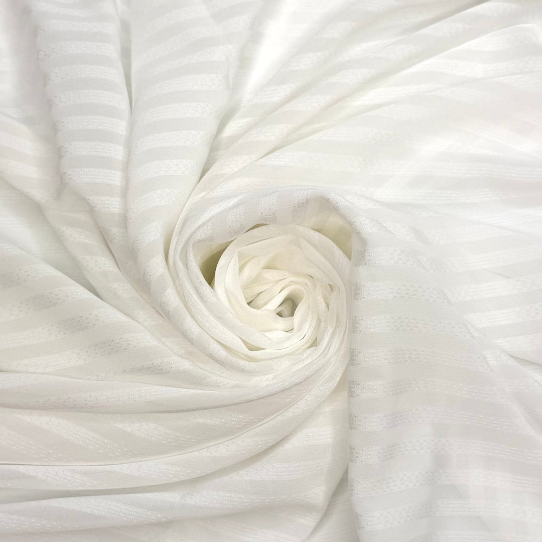 This Sushi Seems Fishy - Polyester Blend Woven - White Stripes - 1.8M Bundle - True Deadstock fabric Fabric by private - Sustainable Textile | FABCYCLE