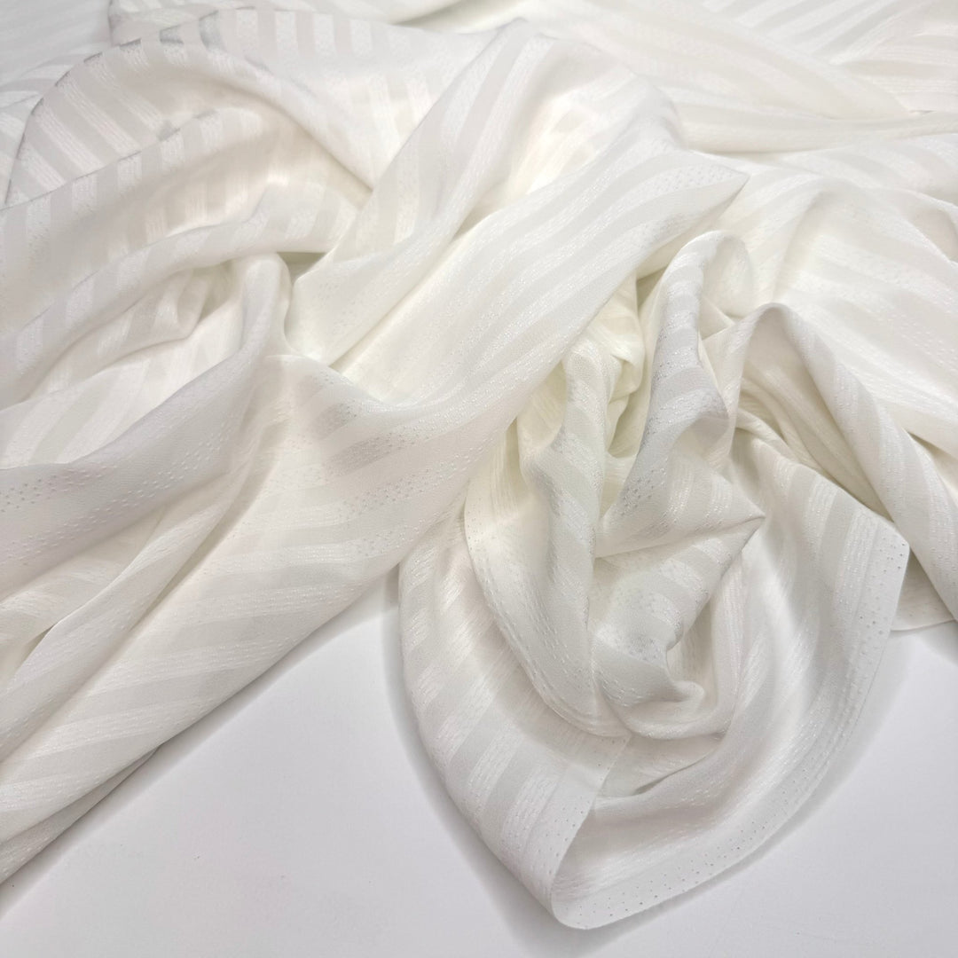 This Sushi Seems Fishy - Polyester Blend Woven - White Stripes - 1.8M Bundle - True Deadstock fabric Fabric by private - Sustainable Textile | FABCYCLE
