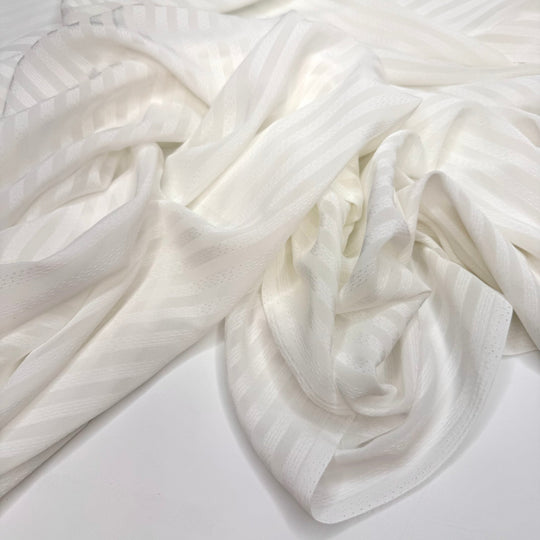 This Sushi Seems Fishy - Polyester Blend Woven - White Stripes - 1.8M Bundle - True Deadstock fabric Fabric by private - Sustainable Textile | FABCYCLE