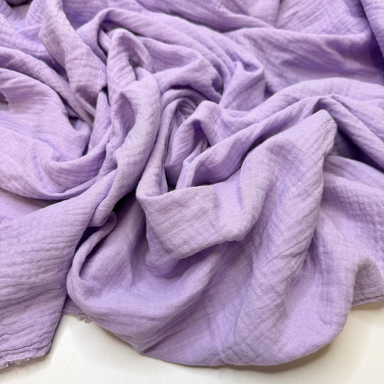 Thoughtful Gifts - Crinkle Double Gauze Cotton Woven - Light Purple - 1.1M Bundle - True Deadstock fabric Fabric by private - Sustainable Textile | FABCYCLE