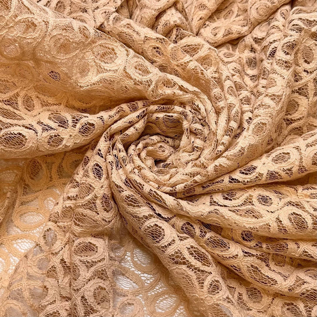 Thrifted Clothes That Fit Just Right - Lace Cotton Knit - Light Beige Floral - 3M Bundle - True Deadstock fabric Fabric by private - Sustainable Textile | FABCYCLE