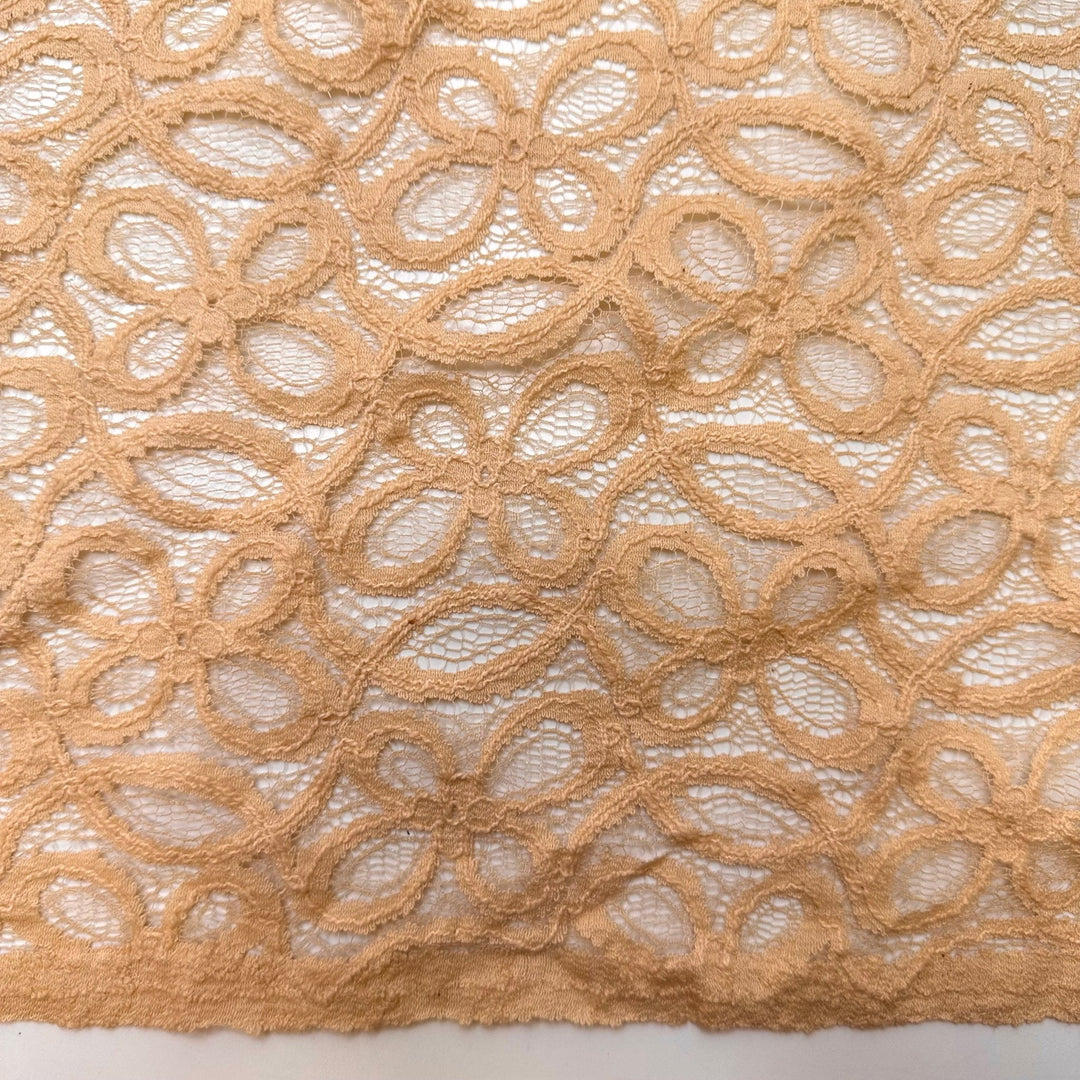 Thrifted Clothes That Fit Just Right - Lace Cotton Knit - Light Beige Floral - 3M Bundle - True Deadstock fabric Fabric by private - Sustainable Textile | FABCYCLE