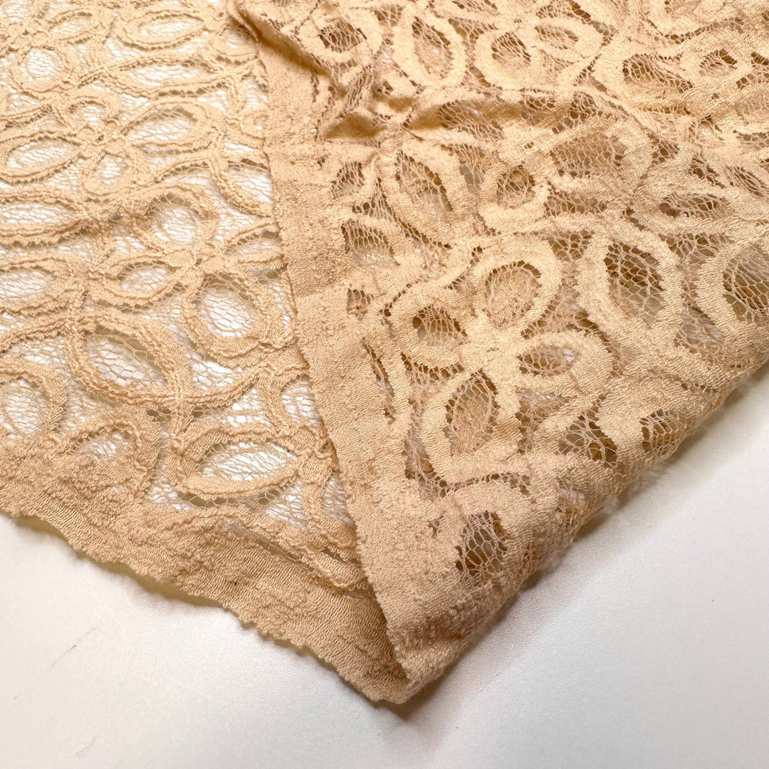 Thrifted Clothes That Fit Just Right - Lace Cotton Knit - Light Beige Floral - 3M Bundle - True Deadstock fabric Fabric by private - Sustainable Textile | FABCYCLE