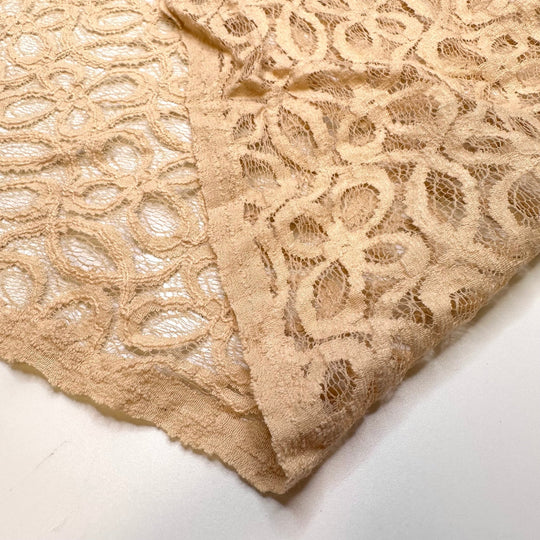 Thrifted Clothes That Fit Just Right - Lace Cotton Knit - Light Beige Floral - 3M Bundle - True Deadstock fabric Fabric by private - Sustainable Textile | FABCYCLE
