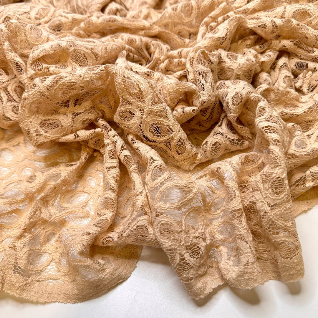 Thrifted Clothes That Fit Just Right - Lace Cotton Knit - Light Beige Floral - 3M Bundle - True Deadstock fabric Fabric by private - Sustainable Textile | FABCYCLE