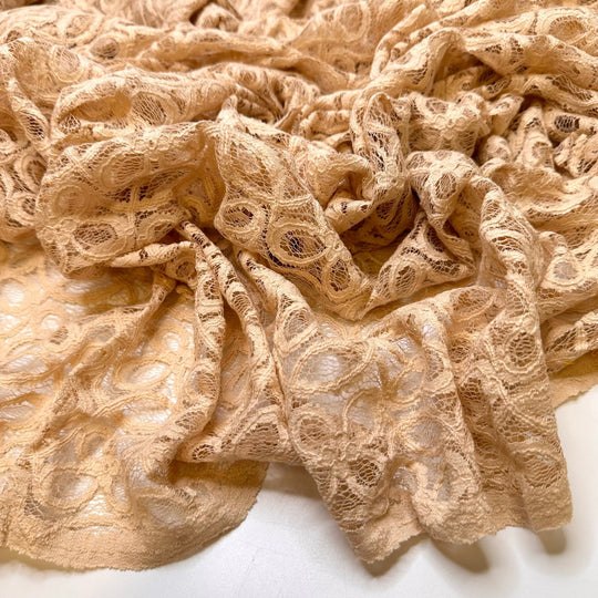 Thrifted Clothes That Fit Just Right - Lace Cotton Knit - Light Beige Floral - 3M Bundle - True Deadstock fabric Fabric by private - Sustainable Textile | FABCYCLE