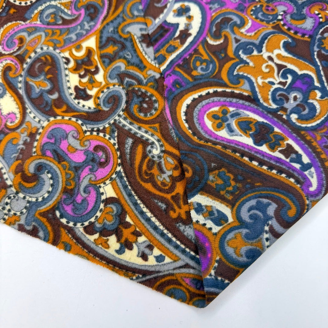 Thrifted Formalwear - Vintage And Brushed Polyester Blend Knit - Brown Multi Paisley - 3.1M Bundle - True Deadstock fabric Fabric by private - Sustainable Textile | FABCYCLE