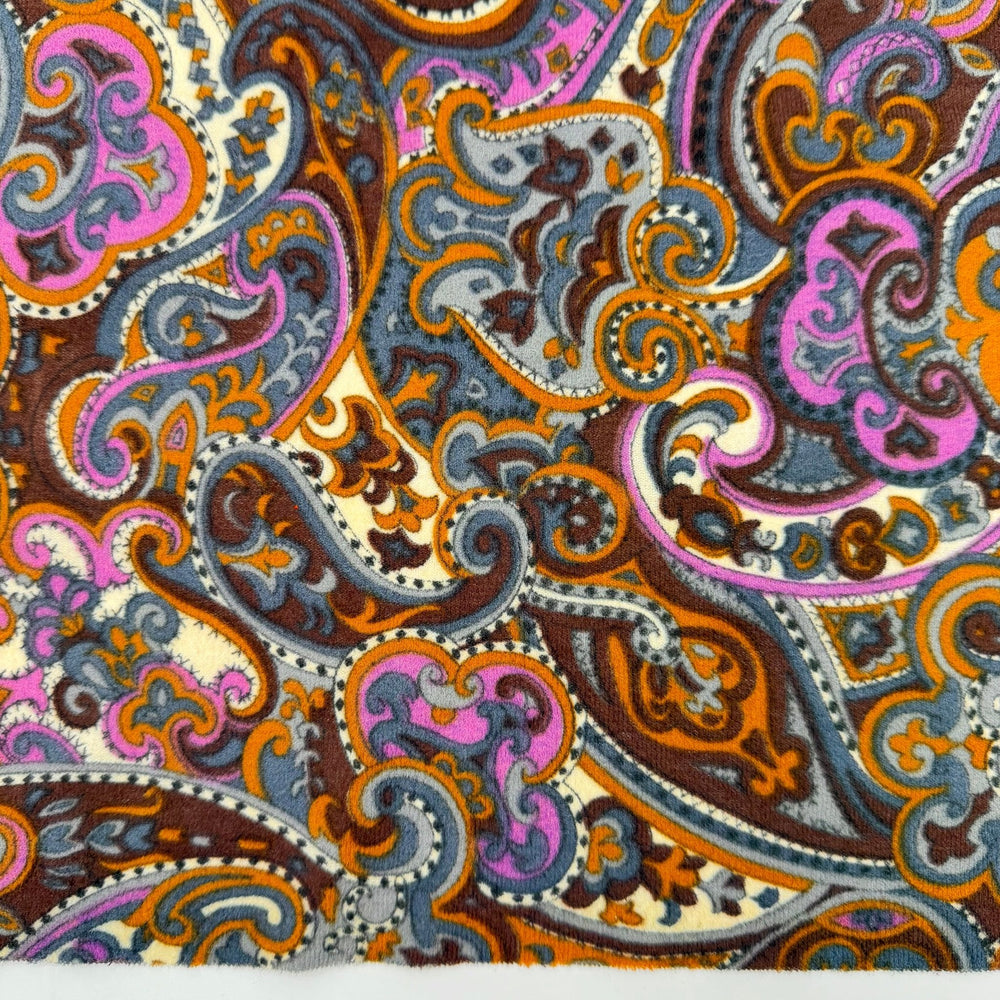 Thrifted Formalwear - Vintage And Brushed Polyester Blend Knit - Brown Multi Paisley - 3.1M Bundle - True Deadstock fabric Fabric by private - Sustainable Textile | FABCYCLE