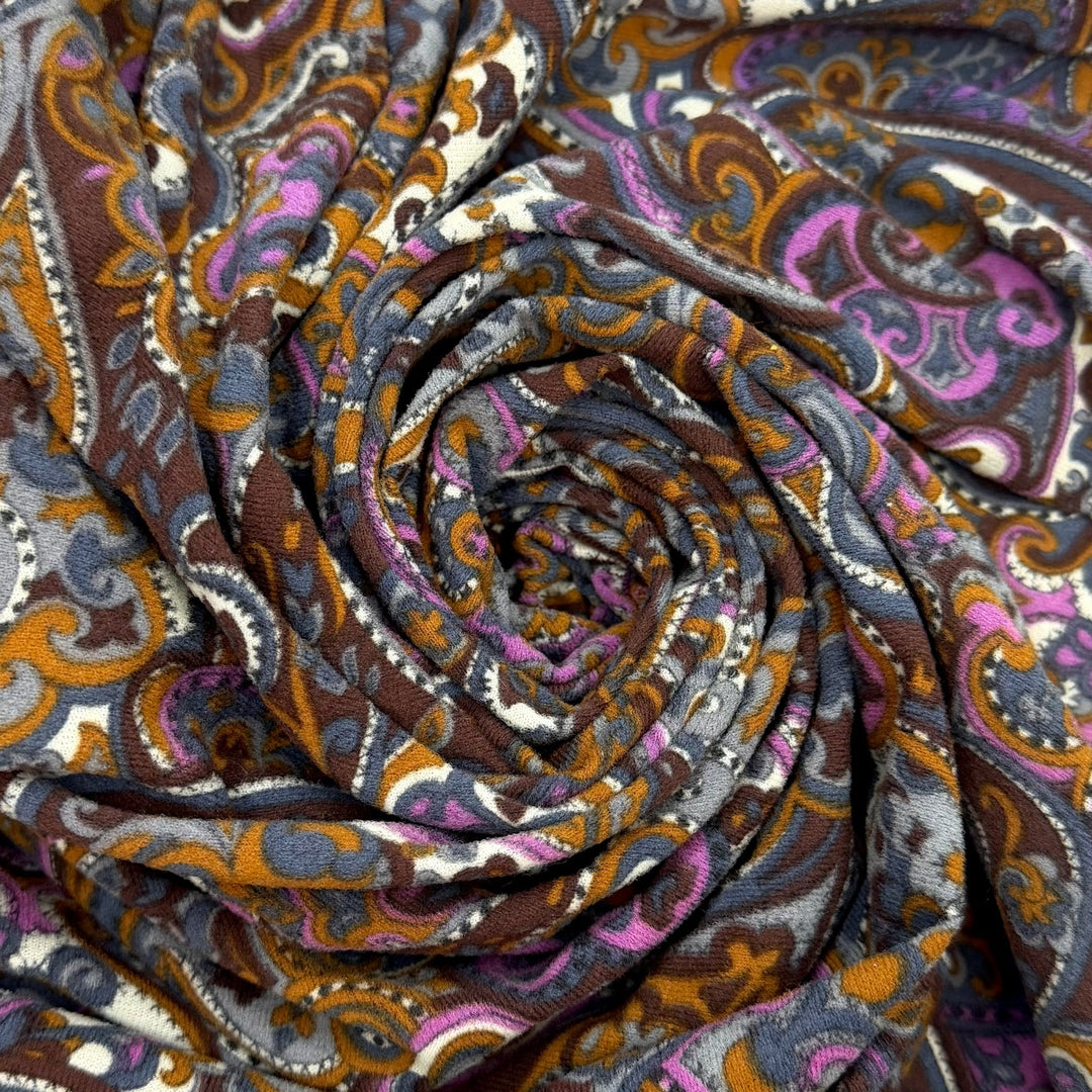 Thrifted Formalwear - Vintage And Brushed Polyester Blend Knit - Brown Multi Paisley - 3.1M Bundle - True Deadstock fabric Fabric by private - Sustainable Textile | FABCYCLE