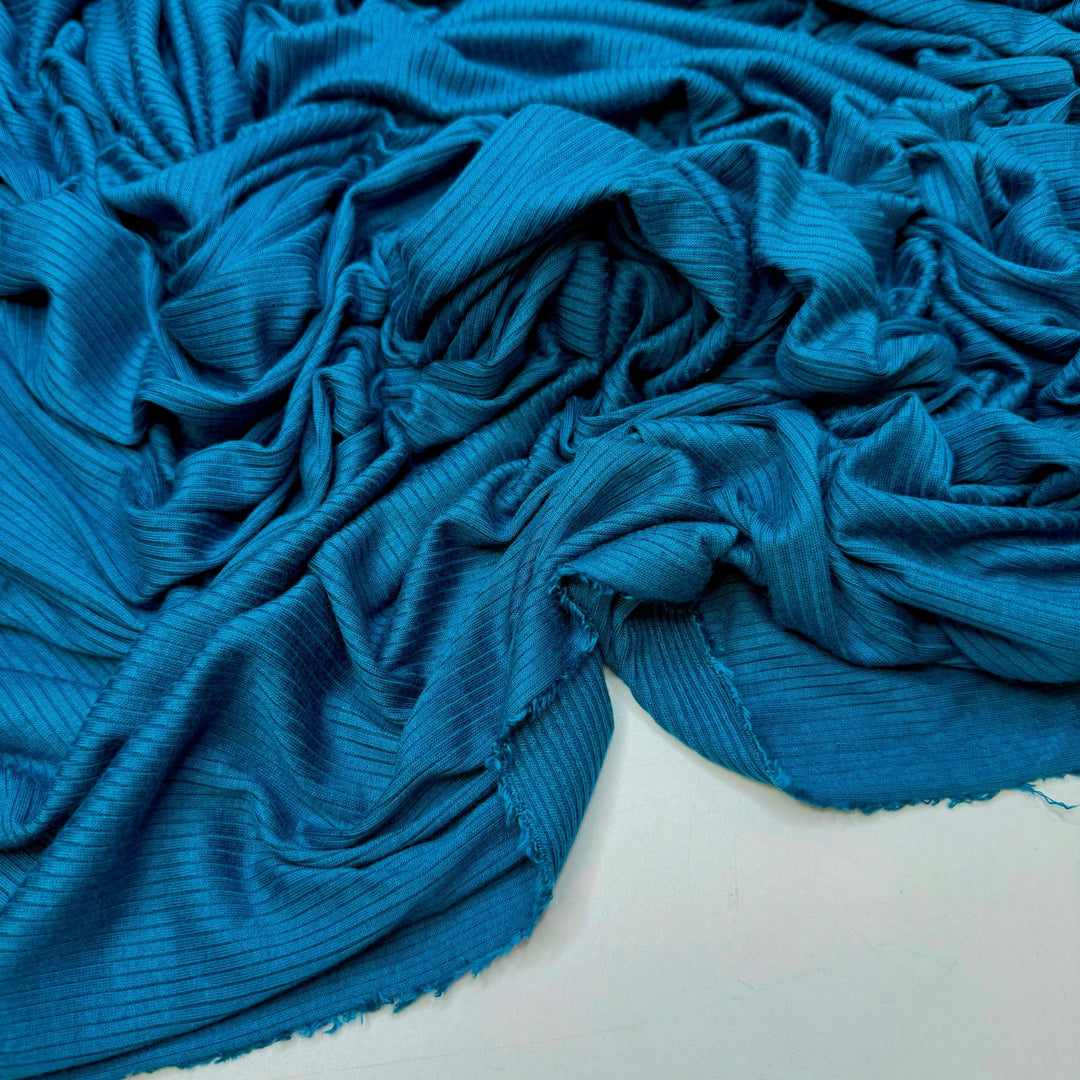 Tides Of Change - Rib Knit Bamboo Blend Knit - Dark Teal - Bundles - True Deadstock fabric Fabric by private - Sustainable Textile | FABCYCLE